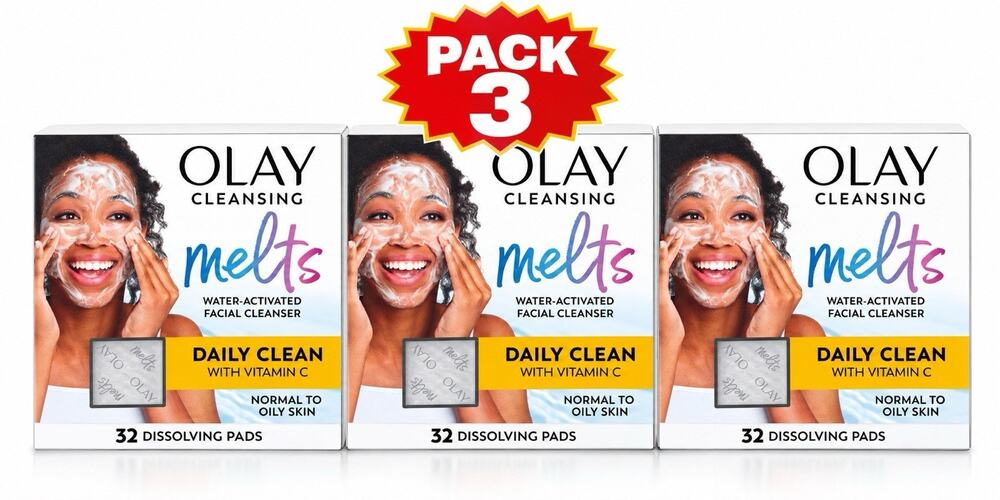 Olay Cleansing Melts + Vitamin C Water-Activated Face Cleanser 32ct - Lot of 3